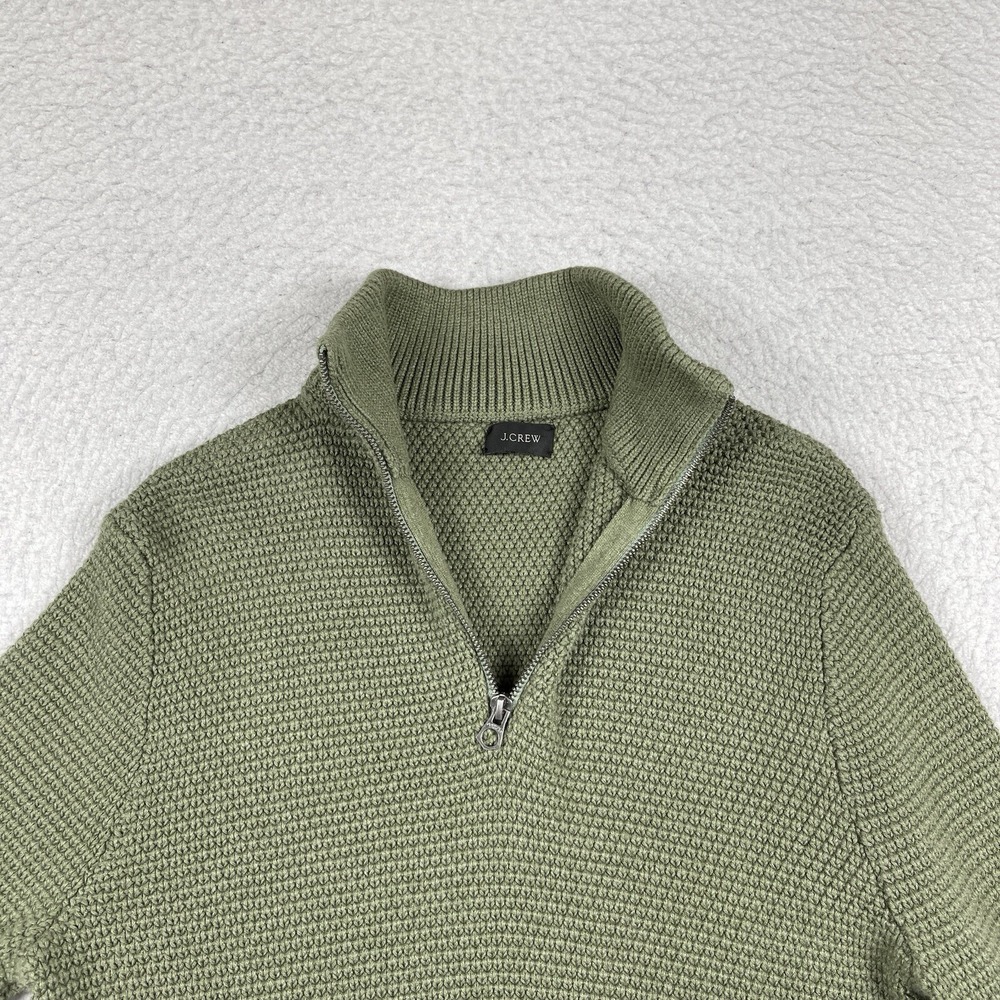J Crew Sweater‎ Mens Medium Green 1/4 Zip Pullover Gorp Cabin Teacher Dad Office - Picture 4 of 14